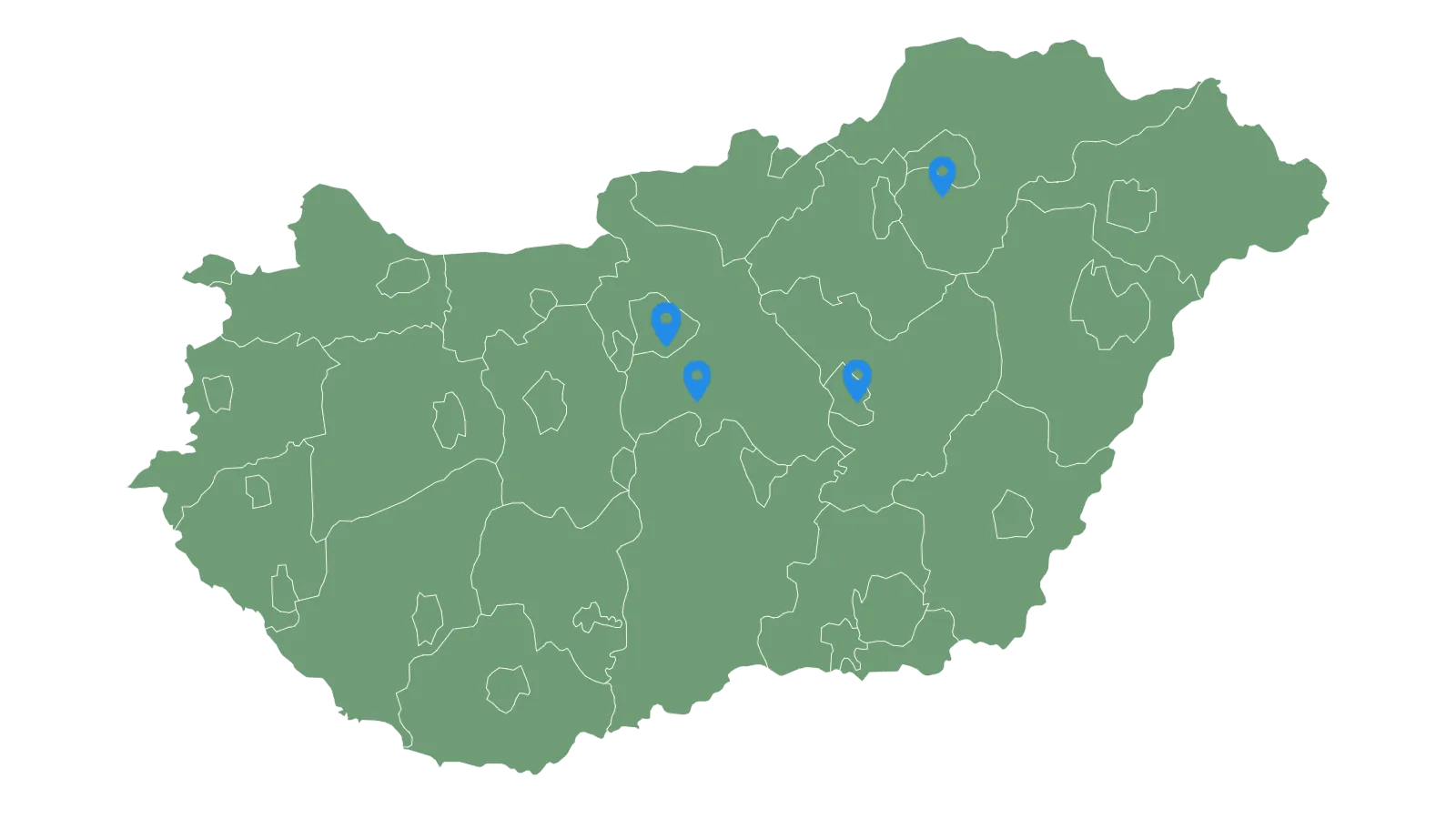 PB cseretelepek helye megjelölve térképen